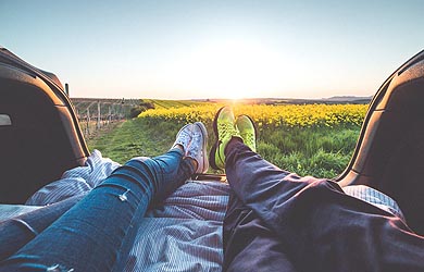 Couple watching sun set